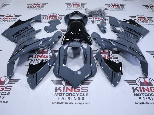 Ducati Panigale V4 Fairings (2018-2019) Nardo Gray, Black at KingsMotorcycleFairings.com
