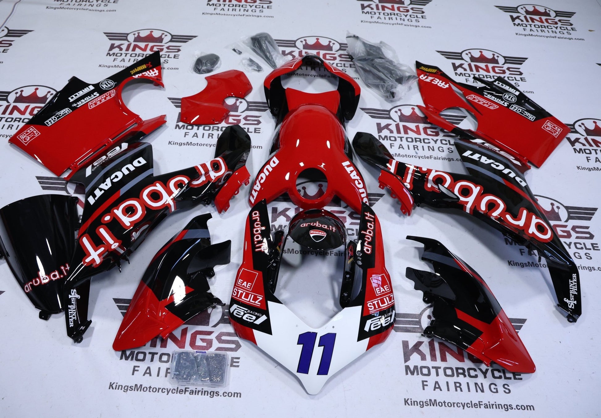 Ducati Panigale V4 Fairings (2018-2019) Red, Black Aruba from KingsMotorcycleFairings.com