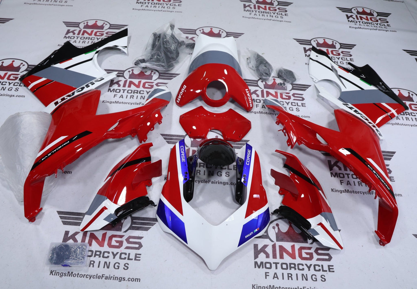 Ducati Panigale V4 Fairings (2018-2019) Red, White, Blue, Black at KingsMotorcycleFairings.com