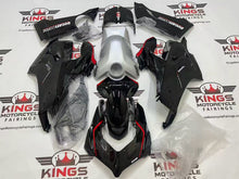 Ducati Panigale V4 Fairings (2020-2021) Black, Silver, Red Stripe from KingsMotorcycleFairings.com