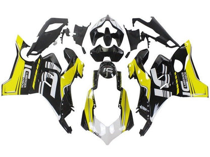 Ducati Panigale V4 Fairings (2020-2021) Black, Yellow, White at KingsMotorcycleFairings.com