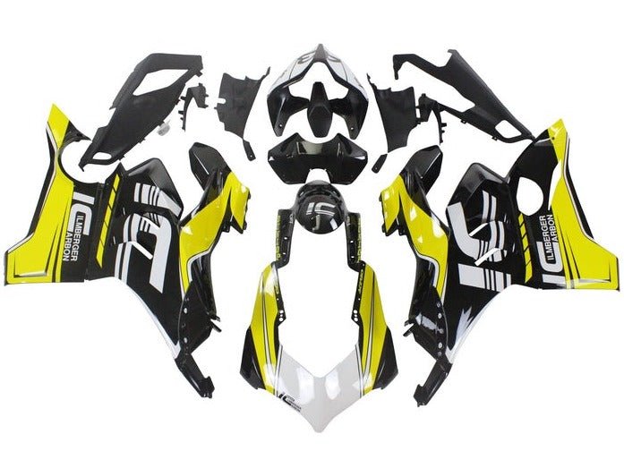 Ducati Panigale V4 Fairing set (2020-2021) Black, Yellow, White at KingsMotorcycleFairings.com