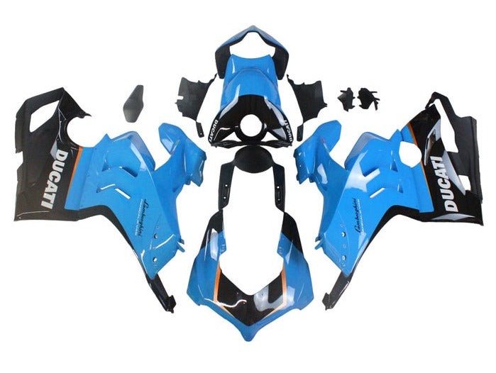 Ducati Panigale V4 Fairings (2020-2021) Blue, Black, Orange at KingsMotorcycleFairings.com