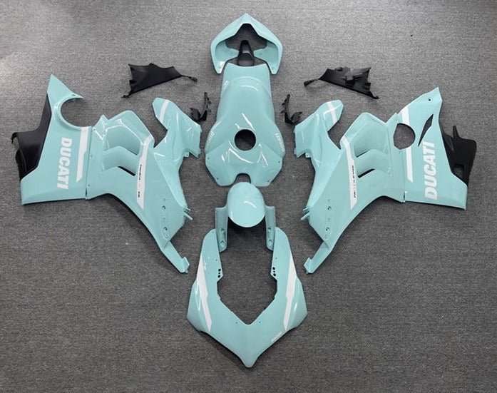 Ducati Panigale V4 Fairings (2020-2021) Light Blue, White at KingsMotorcycleFairings.com