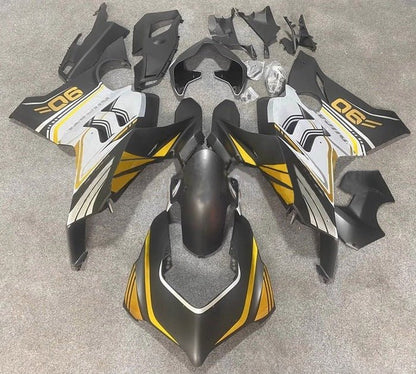 Ducati Panigale V4 Fairing set (2020-2021) Matte Black, Gold, White at KingsMotorcycleFairings.com