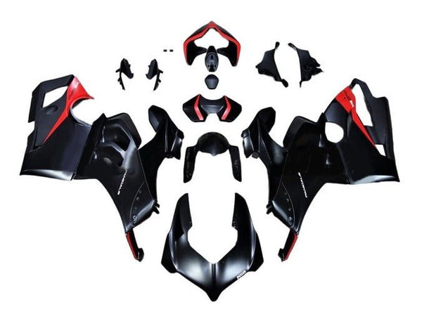Ducati Panigale V4 Fairings (2020-2021) Matte Black, Red at KingsMotorcycleFairings.com