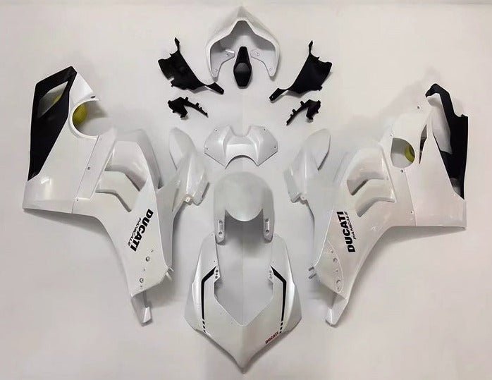Ducati Panigale V4 Fairing Kit (2020-2021) Pearl White, Black at KingsMotorcycleFairings.com