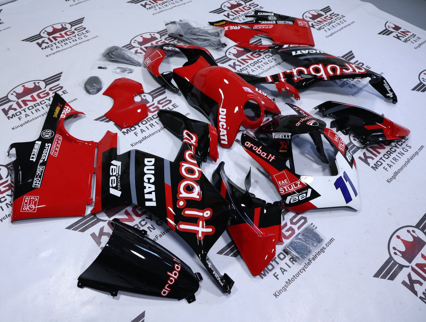 Ducati Panigale V4 Fairings (2020-2021) Red, Black Aruba from KingsMotorcycleFairings.com