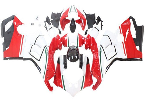 Ducati Panigale V4 Fairings (2020-2021) Red, White, Black, Green Stripe at KingsMotorcycleFairings.com