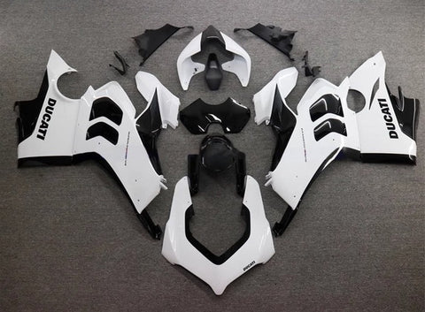 Ducati Panigale V4 Fairings (2020-2021) White Gloss, Black Gloss at KingsMotorcycleFairings.com
