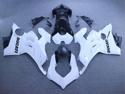 Ducati Panigale V4 Fairing set (2020-2021) White, Black at KingsMotorcycleFairings.com