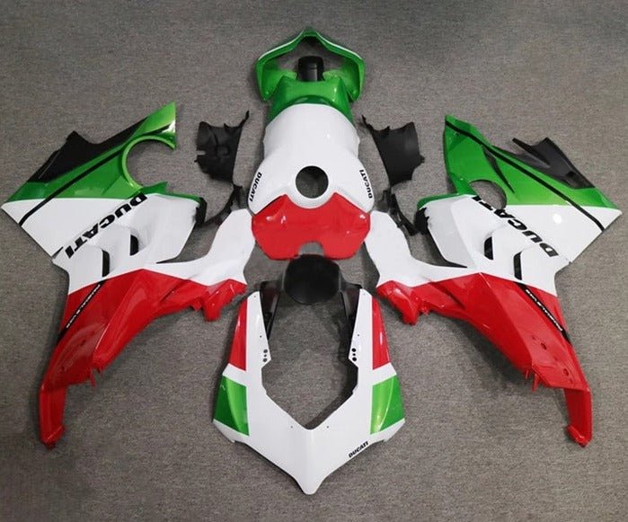 Ducati Panigale V4 Fairings (2020-2021) White, Green, Red at KingsMotorcycleFairings.com