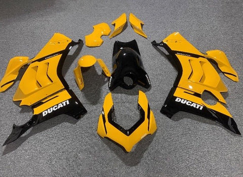 Ducati Panigale V4 Fairings (2020-2021) Yellow, Black at KingsMotorcycleFairings.com