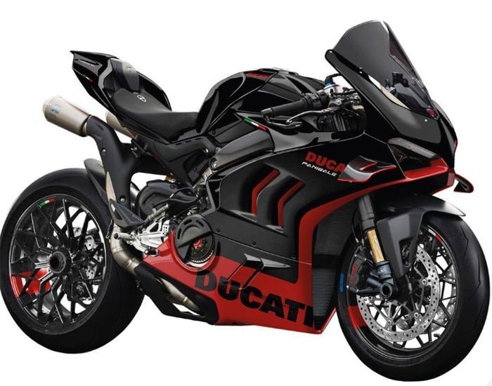 Ducati Panigale V4S Fairing Kit (2022-2024) Black, Red Gloss from KingsMotorcycleFairings.com
