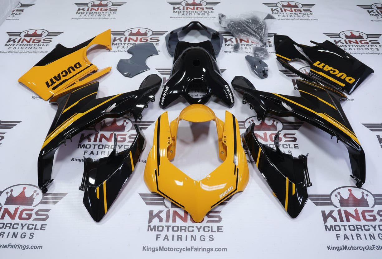 Ducati Panigale V4S Fairings (2018-2019) Black, Yellow, Gray at KingsMotorcycleFairings.com
