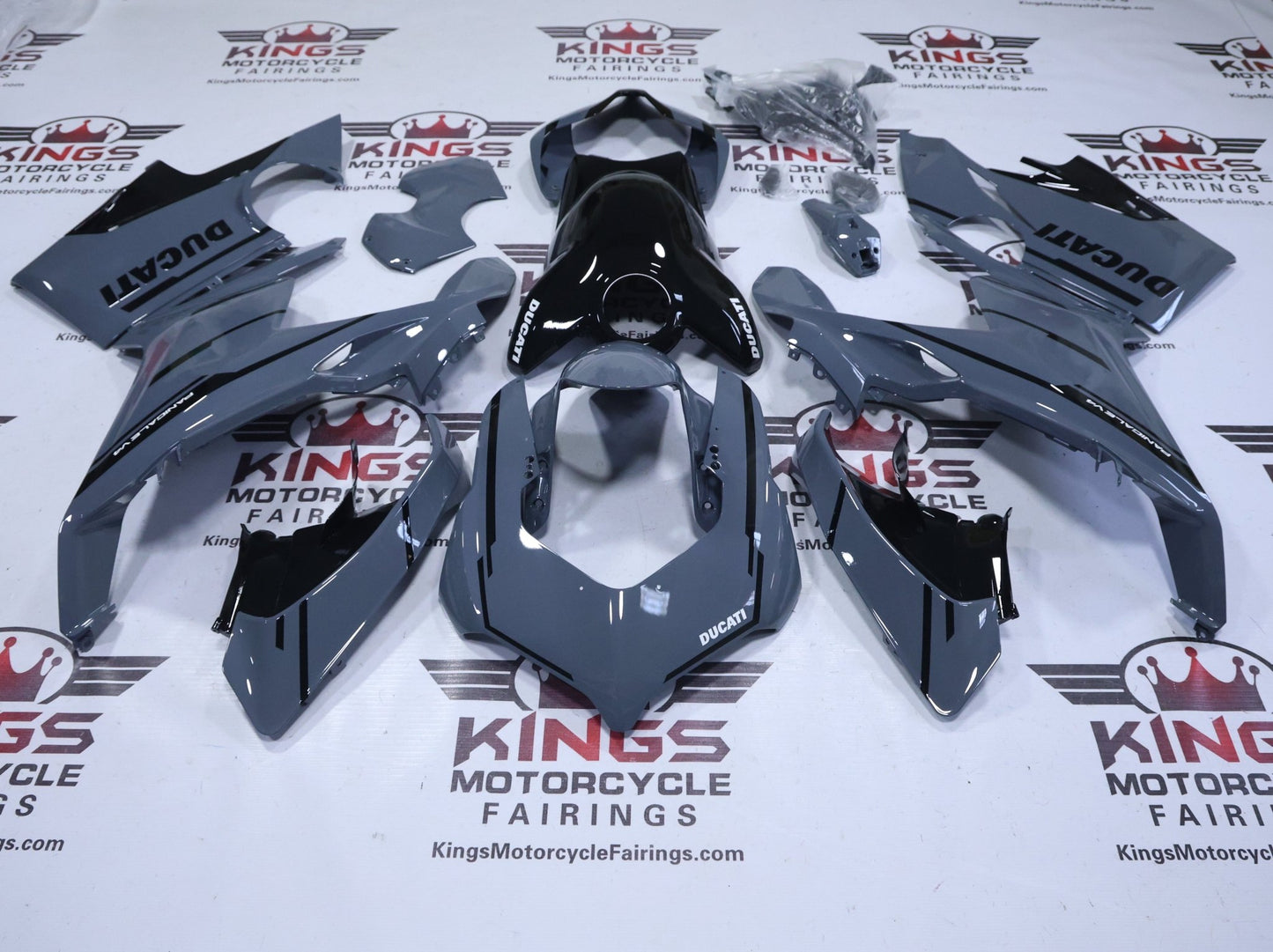 Ducati Panigale V4S Fairings (2018-2019) Gray, Black at KingsMotorcycleFairings.com