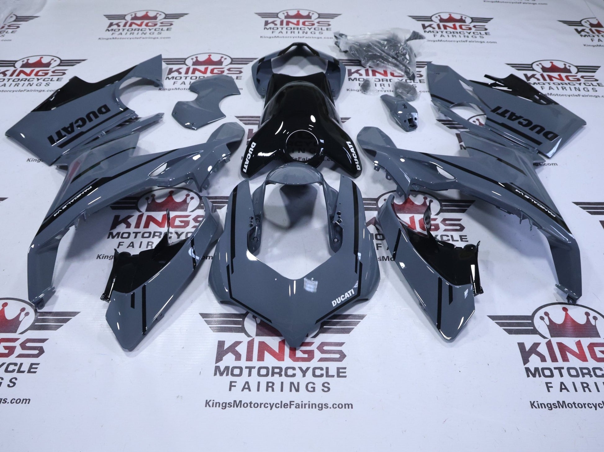 Ducati Panigale V4S Fairings (2018-2019) Gray, Black at KingsMotorcycleFairings.com