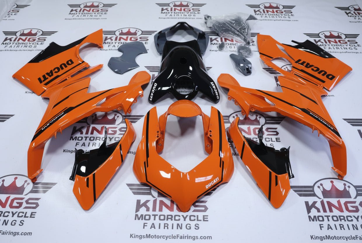 Ducati Panigale V4S Fairings (2018-2019) Orange, Black, Gray at KingsMotorcycleFairings.com