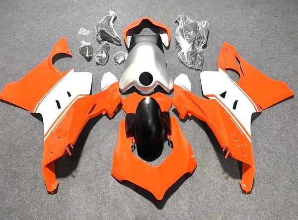 Ducati Panigale V4S Fairings (2020-2021) Orange, White, Silver at KingsMotorcycleFairings.com