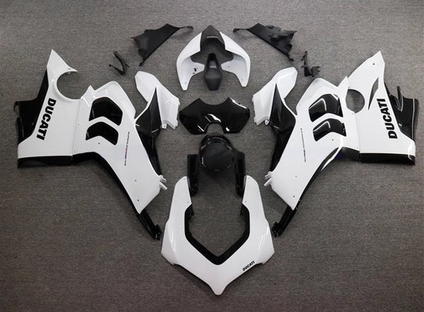 Ducati Panigale V4S Fairings (2020-2021) White Gloss, Black Gloss at KingsMotorcycleFairings.com