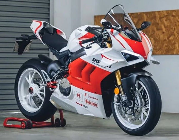 Ducati Panigale V4S Fairings (2020-2021) White, Red at KingsMotorcycleFairings.com