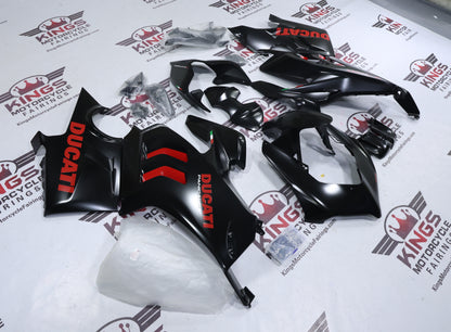 Ducati Panigale V4S Fairings (2022-2024) Satin Black, Red from KingsMotorcycleFairings.com