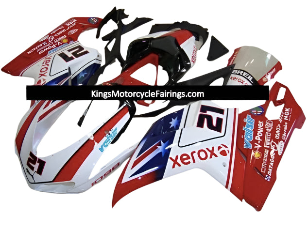 Ducati 1098 (2007-2012) Red, White & Blue Bayliss Corse Valsir #21 Fairings at KingsMotorcycleFairings.com