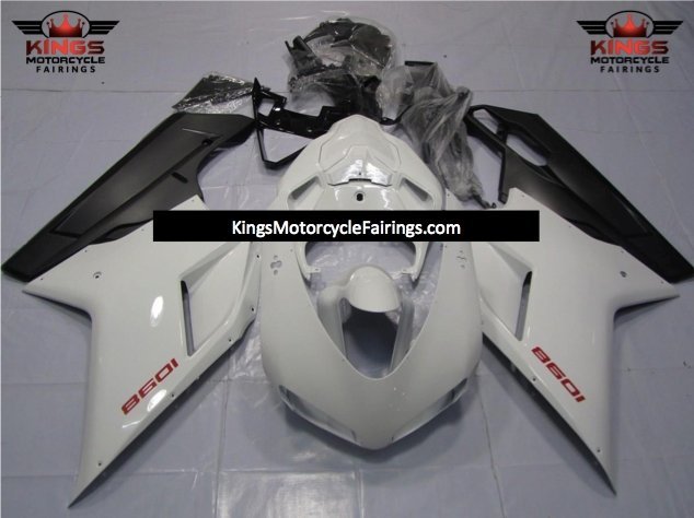 Ducati 1098 (2007-2012) White, Red & Black Stripe Fairings at KingsMotorcycleFairings.com