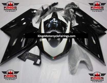 Ducati 1198 (2007-2012) Black, White & Gold Fairings at KingsMotorcycleFairings.com