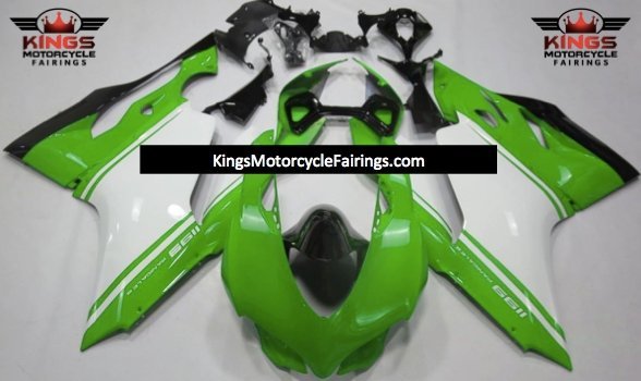 Ducati 1199 (2011-2014) Green, White & Black Fairings at KingsMotorcycleFairings.com
