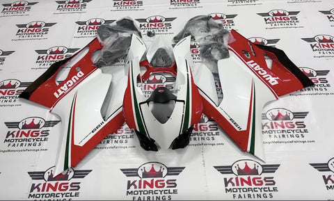 Ducati 1199 (2011-2014) Pearl White, Red, Green & Black Fairings at KingsMotorcycleFairings.com