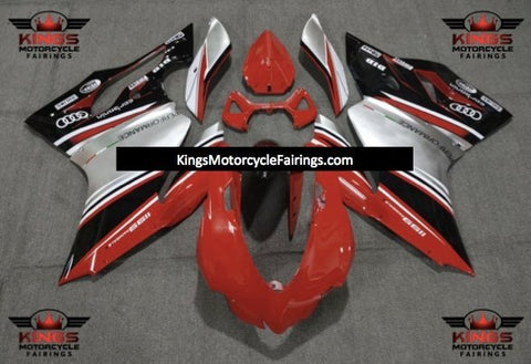 Ducati 1199 (2011-2014) Red, Silver & Black Performance Fairings at KingsMotorcycleFairings.com