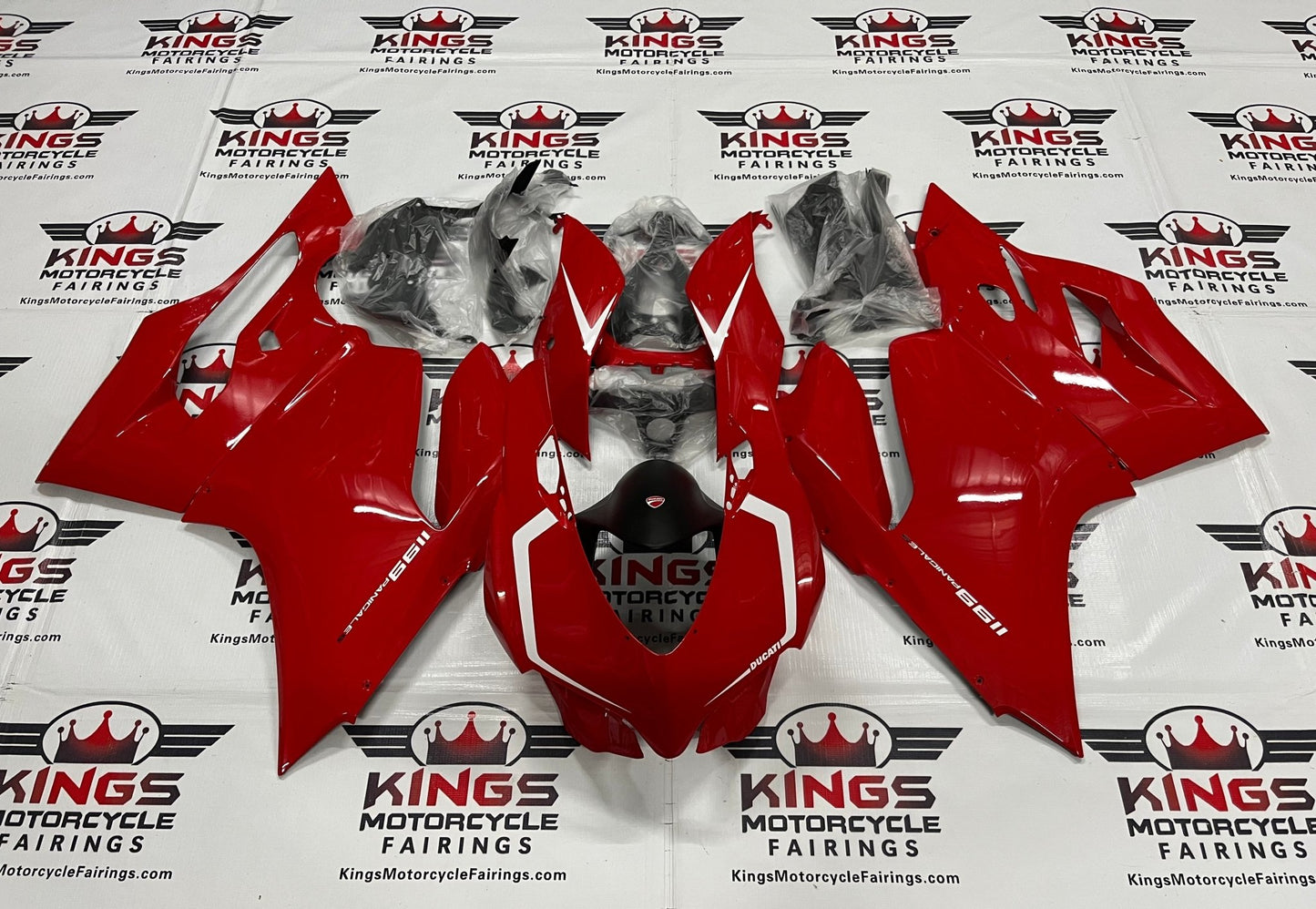 Ducati 1199 (2011-2014) Red & White Fairings at KingsMotorcycleFairings.com
