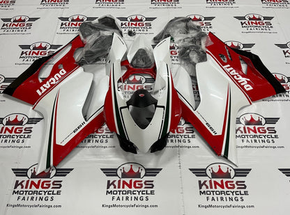 Ducati 1199 Fairing kit (2011-2014) White, Red, Black Stripe at KingsMotorcycleFairings.com