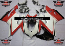 White, Red and Black Stripe Fairing Kit for a 2011, 2012, 2013 & 2014 Ducati 1199 motorcycle at Kings MotorcycleFairings