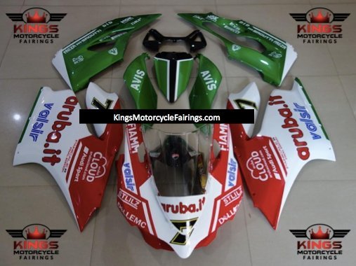 Ducati 1199 (2011-2014) White, Red & Green Fairings at KingsMotorcycleFairings.com
