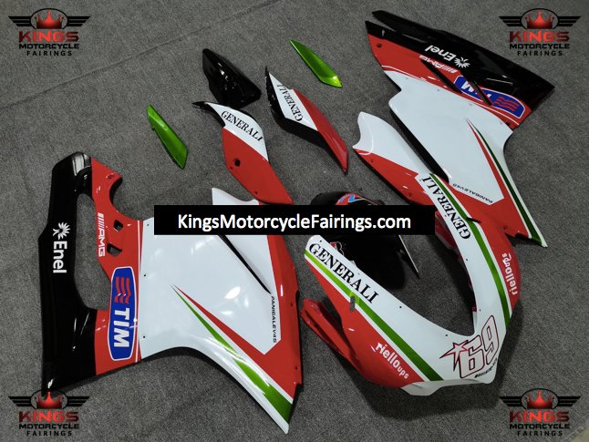 Ducati 1299 Panigale Fairing set (2015-2020) Red, White, Green Generali at KingsMotorcycleFairings.com