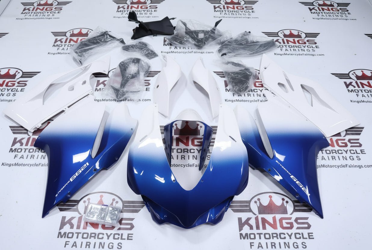 Ducati 1299 Panigale Fairings (2015-2020) Blue, White Fade from KingsMotorcycleFairings.com