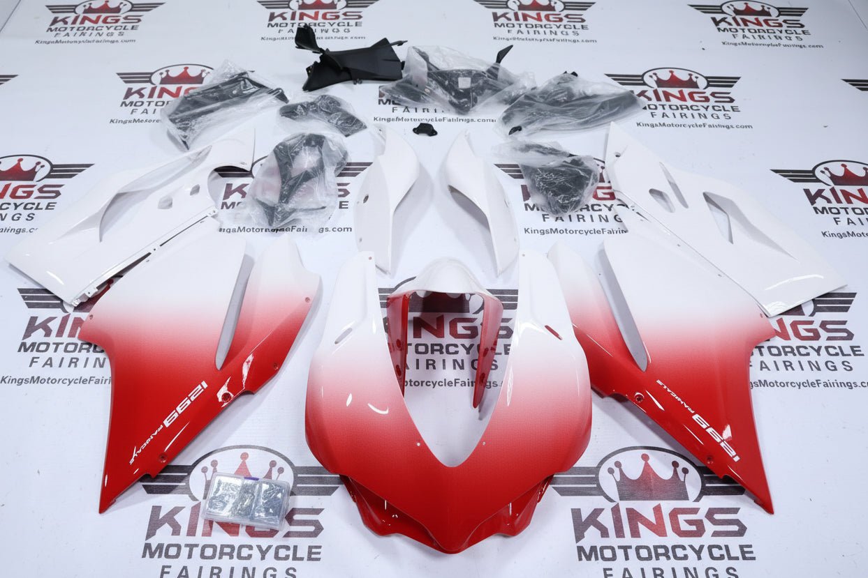 Ducati 1299 Panigale Fairings (2015-2020) Red, White Fade from KingsMotorcycleFairings.com