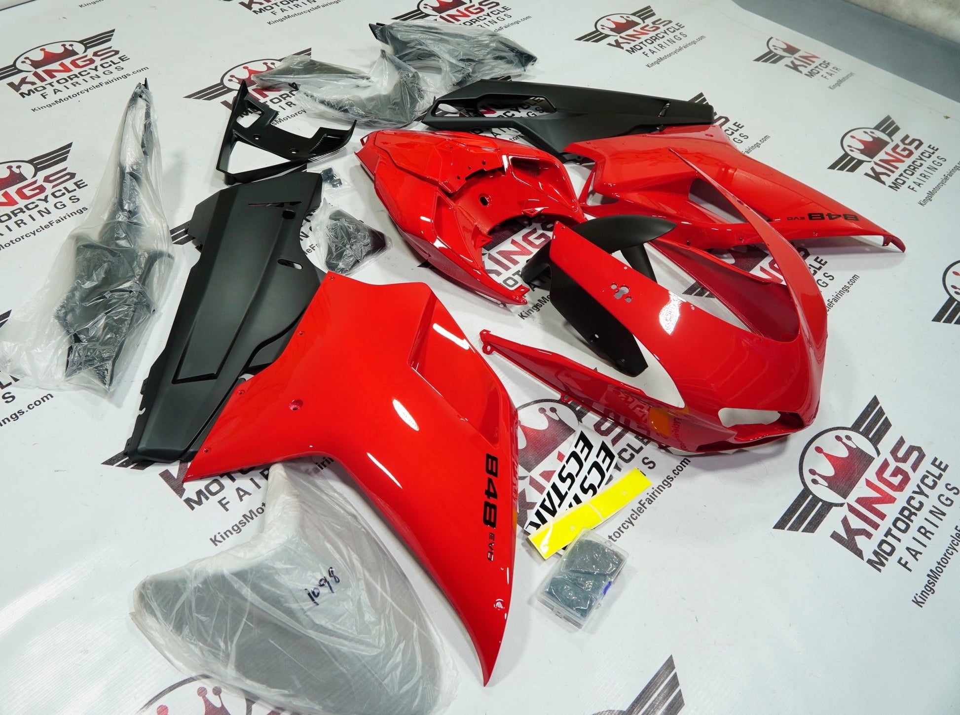 Ducati 848 Fairing Kit (2007-2014) Red, Matte Black from KingsMotorcycleFairings.com