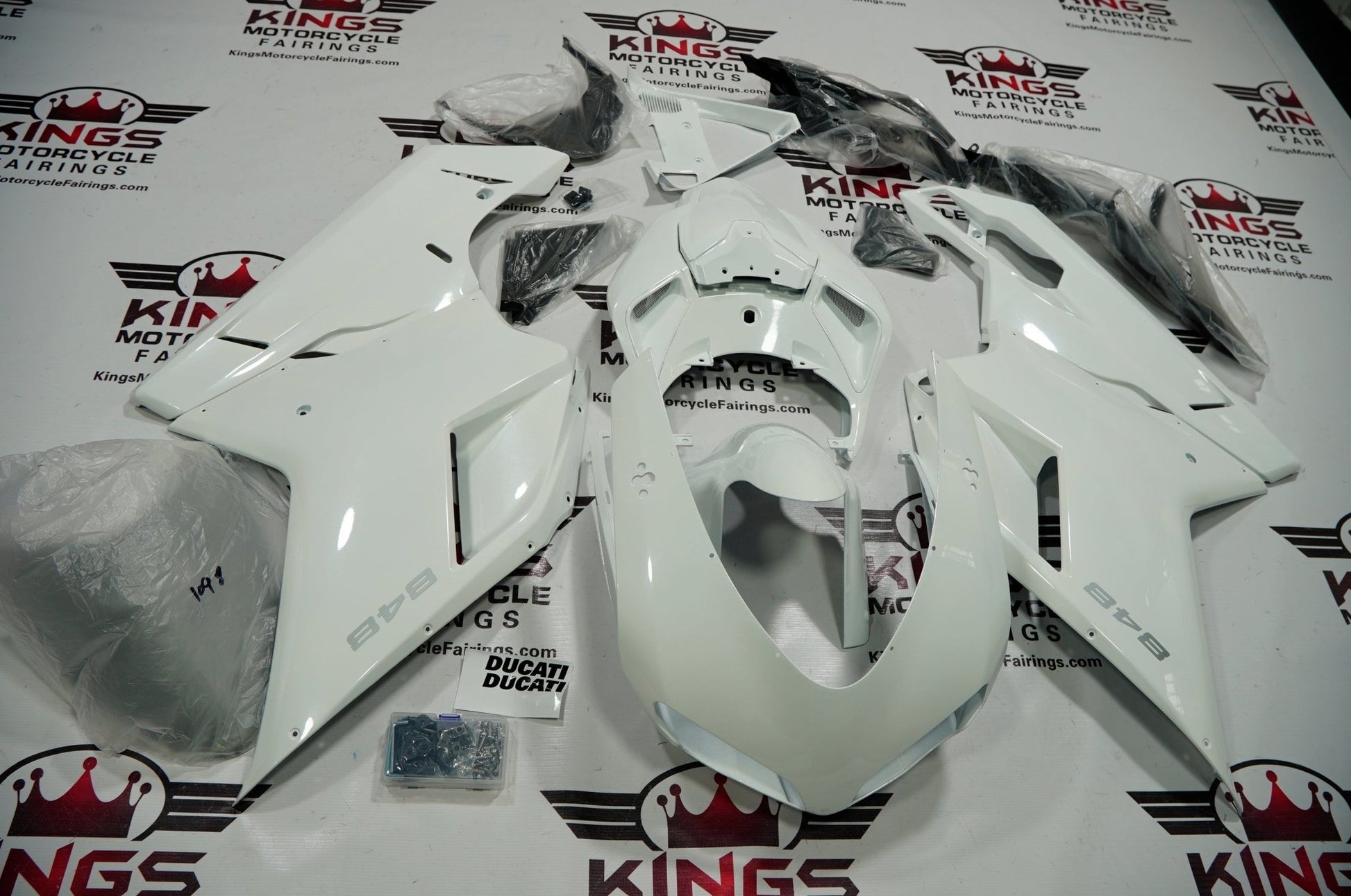 Ducati 848 Fairings (2007-2014) Pearl White, Silver at KingsMotorcycleFairings.com