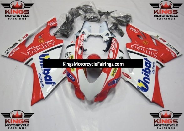 Ducati 899 (2011-2014) White, Red & Blue Unibat Fairings at KingsMotorcycleFairings.com