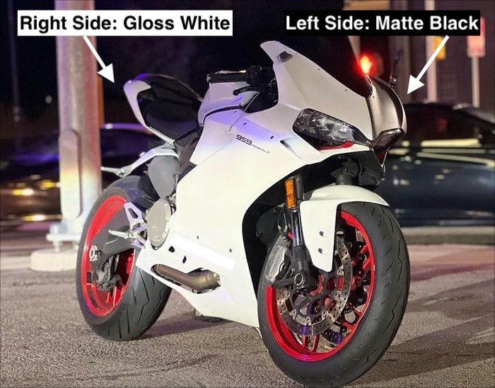 Ducati 959 Fairings (2015-2020) White Gloss Half, Matte Black Half at KingsMotorcycleFairings.com