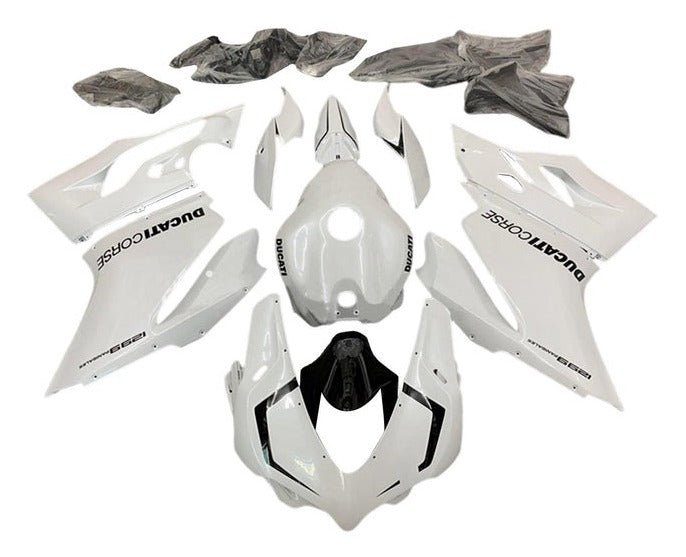 Ducati 959 Panigale Fairings (2015-2020) Pearl White, Black at KingsMotorcycleFairings.com