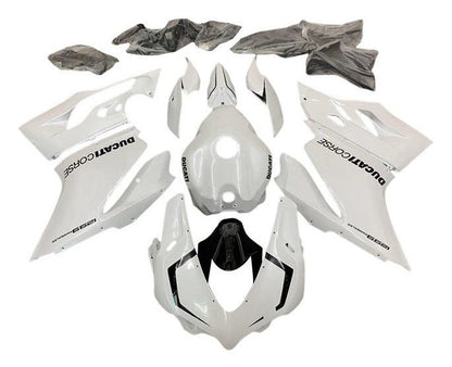 Ducati 959 Panigale Fairings (2015-2020) Pearl White, Black at KingsMotorcycleFairings.com
