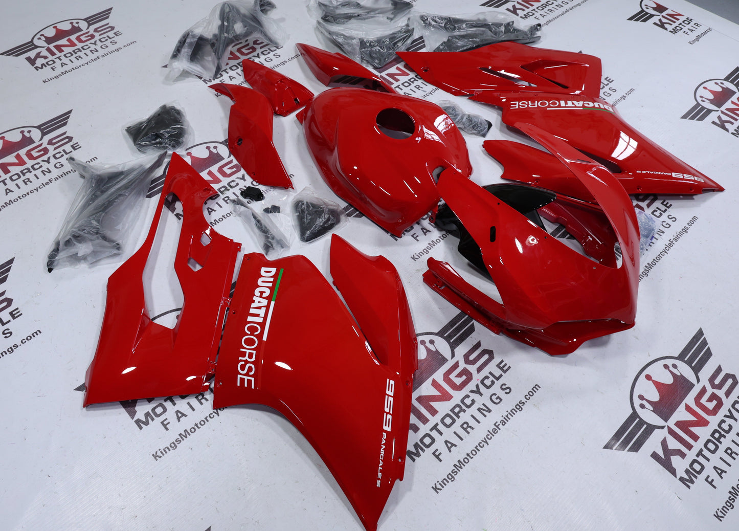 Ducati 959 Panigale Fairings (2015-2020) Red, White Corse from KingsMotorcycleFairings.com