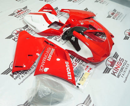 Ducati 996 Fairing set (1998-2002) Red, White, Faux Carbon Fiber at KingsMotorcycleFairings.com