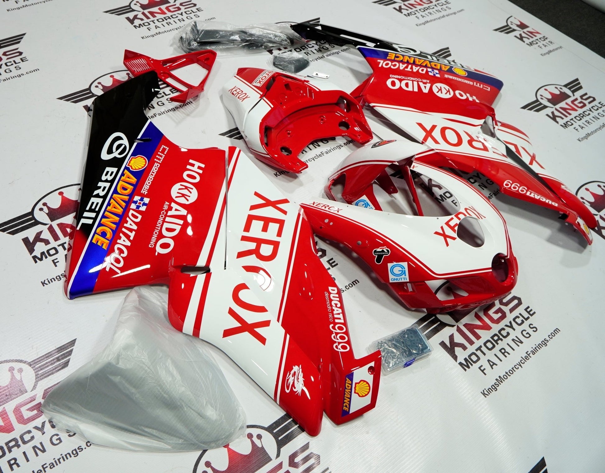 Ducati 999 Fairings (2003-2004) Red & White Xerox at KingsMotorcycleFairings.com