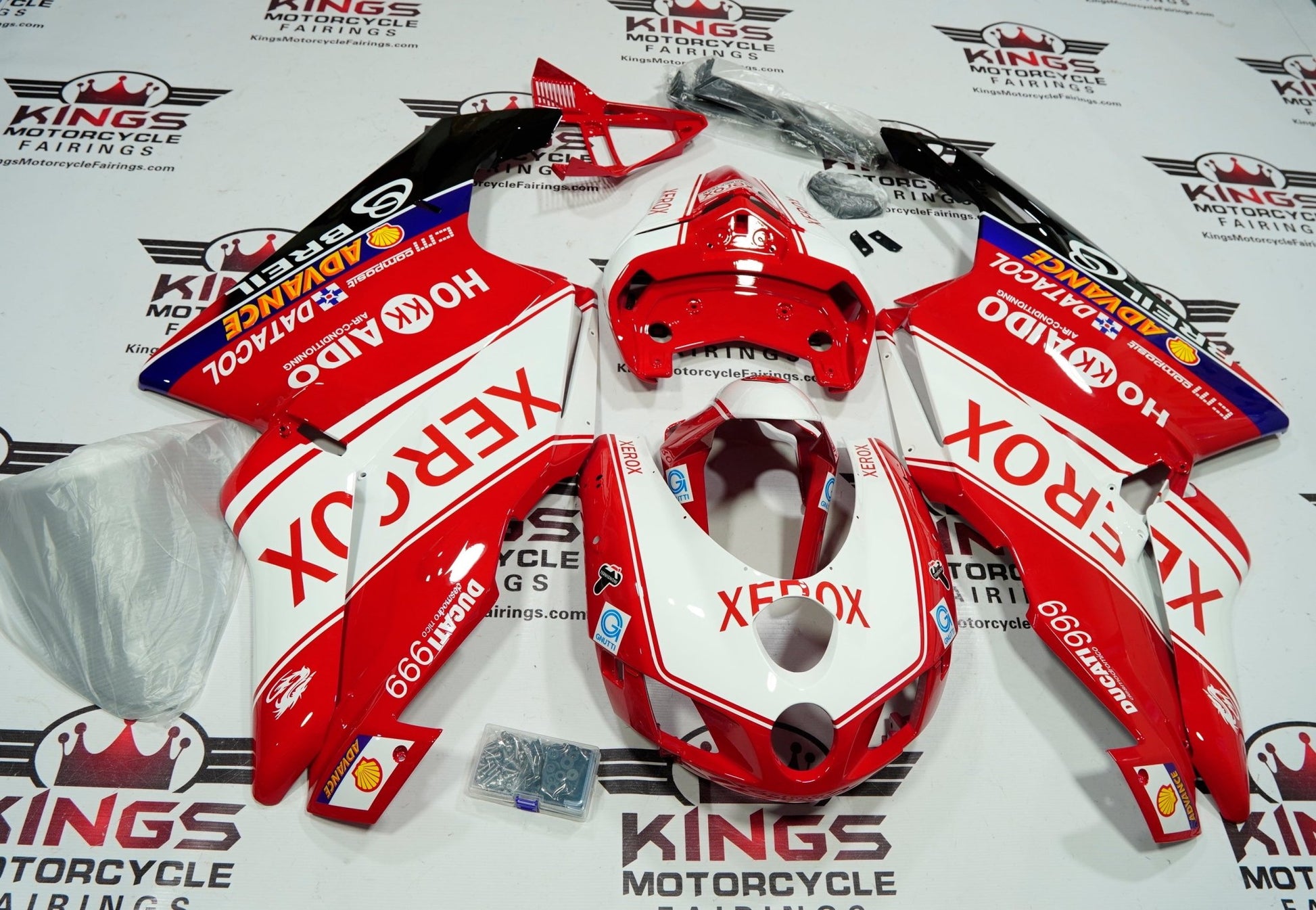 Ducati 999 Fairings (2005-2006) Red & White Xerox at KingsMotorcycleFairings.com