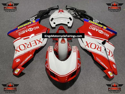 Ducati 999 Race Fairings (2005-2006) White, Red Xerox at KingsMotorcycleFairings.com